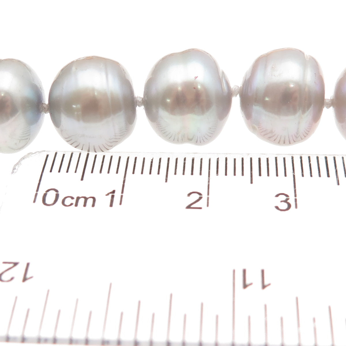 925 Sterling Silver Real Baroque Gray Pearl Beaded Necklace 18"