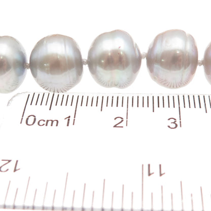 925 Sterling Silver Real Baroque Gray Pearl Beaded Necklace 18"