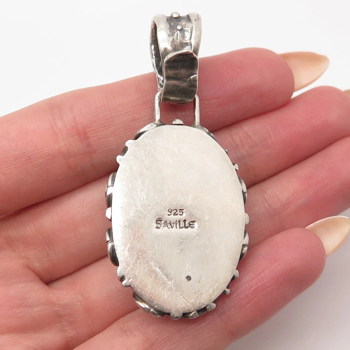 925 Sterling Silver Vintage Saville Real Tiger Eye Gemstone Pendant