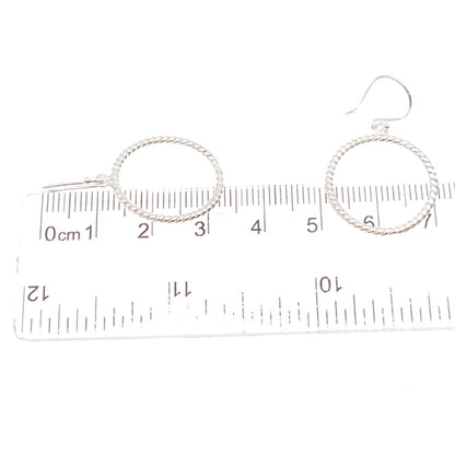 925 Sterling Silver Twisted Circle Dangle Earrings
