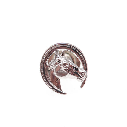 925 Sterling Silver Antique Art Deco Horse / Horseshoe Tie Tack Lapel Pin