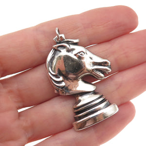 Danecraft 925 Sterling Silver Vintage Knight Chess Piece Oxidized Pendant