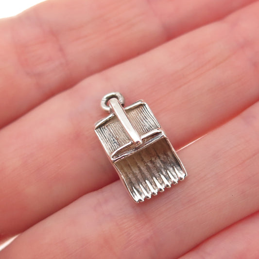 925 Sterling Silver Antique Art Deco Cranberry Scoop 3D Oxidized Charm Pendant