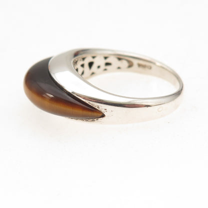 Whitney Kelly Sterling Silver Vintage Real Tiger Eye Modernist Ring Size 8.25