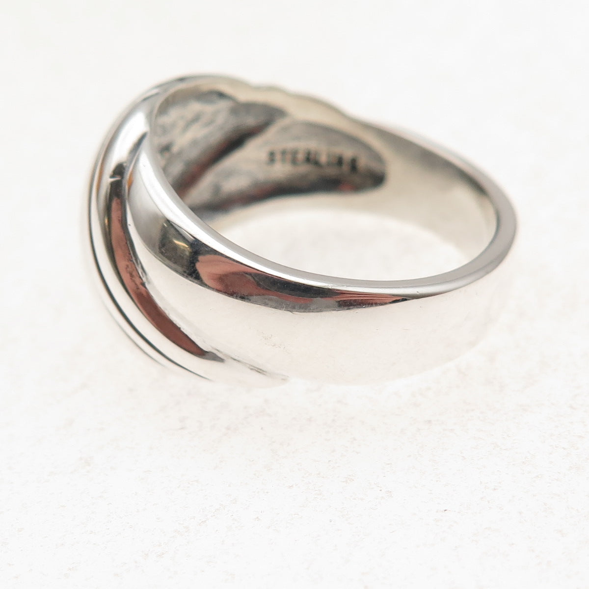 Kabana 925 Sterling Silver Vintage Modernist Oxidized Ring Size 10.25