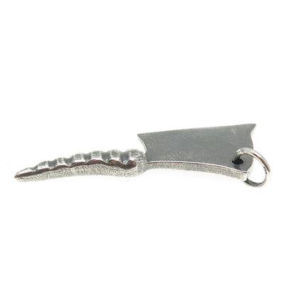 925 Sterling Silver Vintage Chef's Kitchen Knife Oxidized 3D Pendant