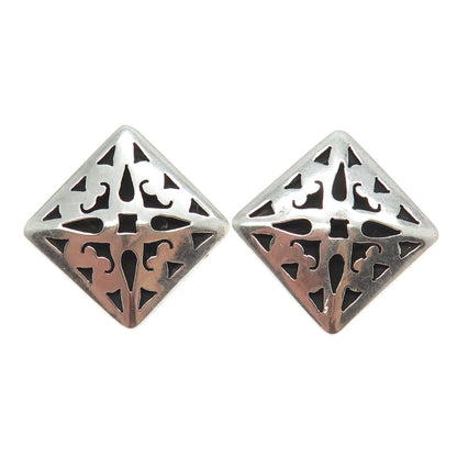 925 Sterling Silver Vintage Mexico Floral Pyramid Earrings