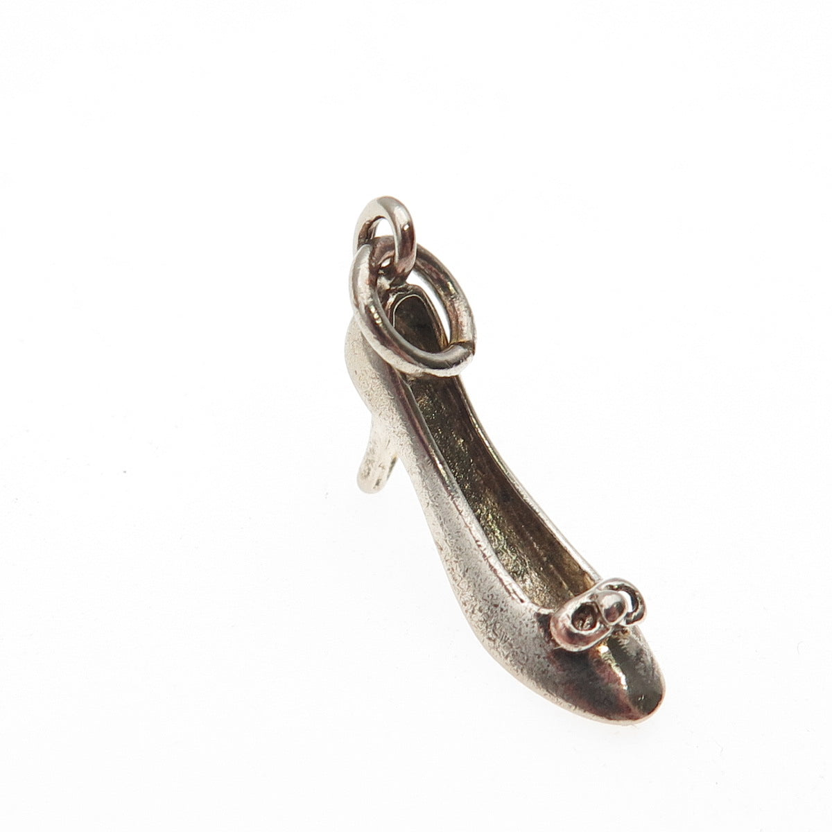925 Sterling Silver Vintage High Heel Oxidized 3D Mini Charm Pendant