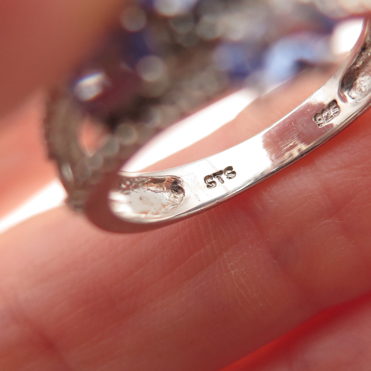 Chuck Clemency 925 Sterling Silver Real Tanzanite & White Topaz Ring Size 7.25