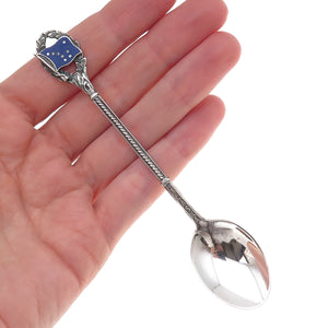 Joseph Mayer & Bros Sterling Antique Art Deco Enamel Flag of Alaska Coffee Spoon
