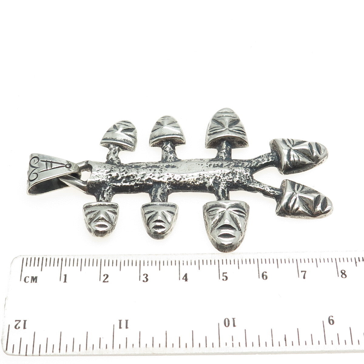 925 Sterling Silver Vintage Mexico Tribal Face Mask Pendant