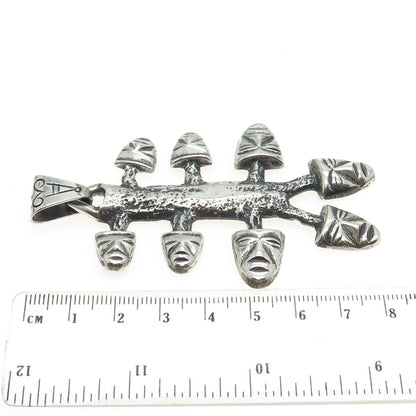 925 Sterling Silver Vintage Mexico Tribal Face Mask Pendant