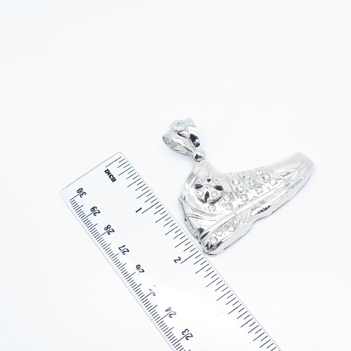 925 Sterling Silver C Z Sport Shoe / Sneaker Large Pendant