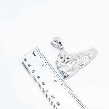 925 Sterling Silver C Z Sport Shoe / Sneaker Large Pendant