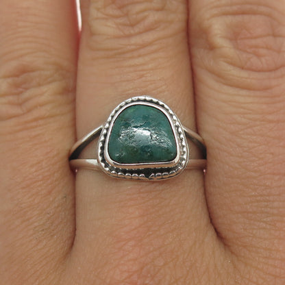 Old Pawn Sterling Silver Southwestern Kingman Turquoise Tribal Ring Size 9.25