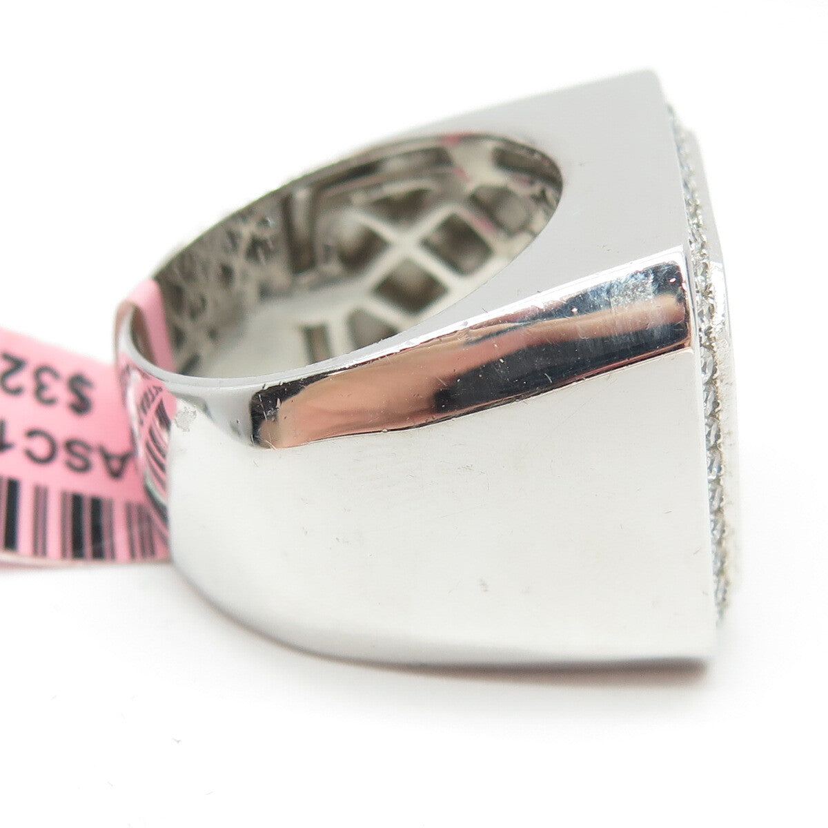 925 Sterling Silver Pave C Z Domed Ring Size 9.25