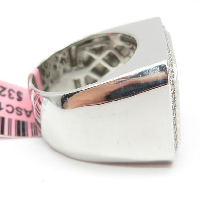 925 Sterling Silver Pave C Z Domed Ring Size 9.25