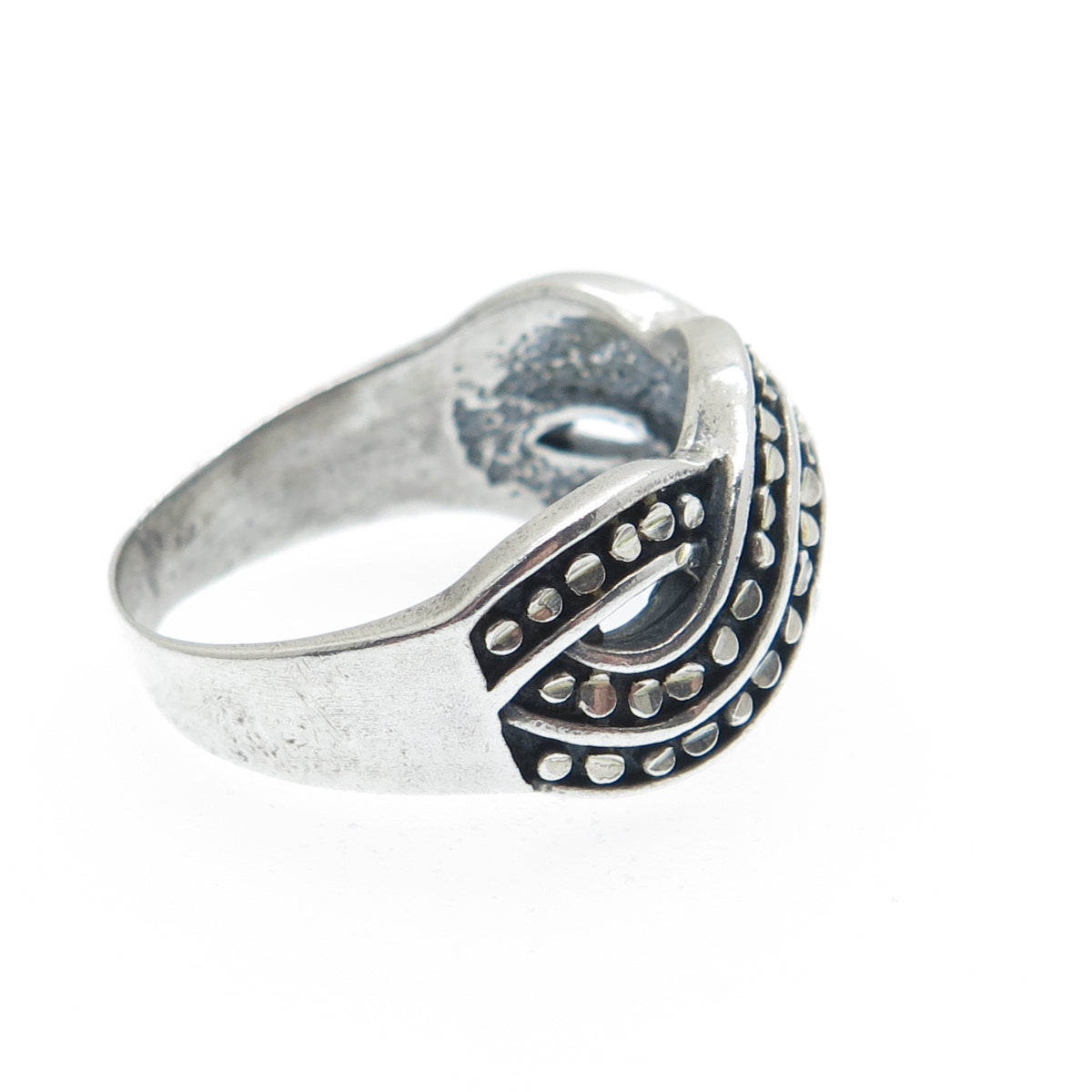 SILVER CLOUD Sterling Vintage Diamond-Cut Twisted Wavy Oxidized Ring Size 9.25