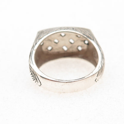 925 Sterling Silver Vintage Woven Oxidized Ring Size 8.75