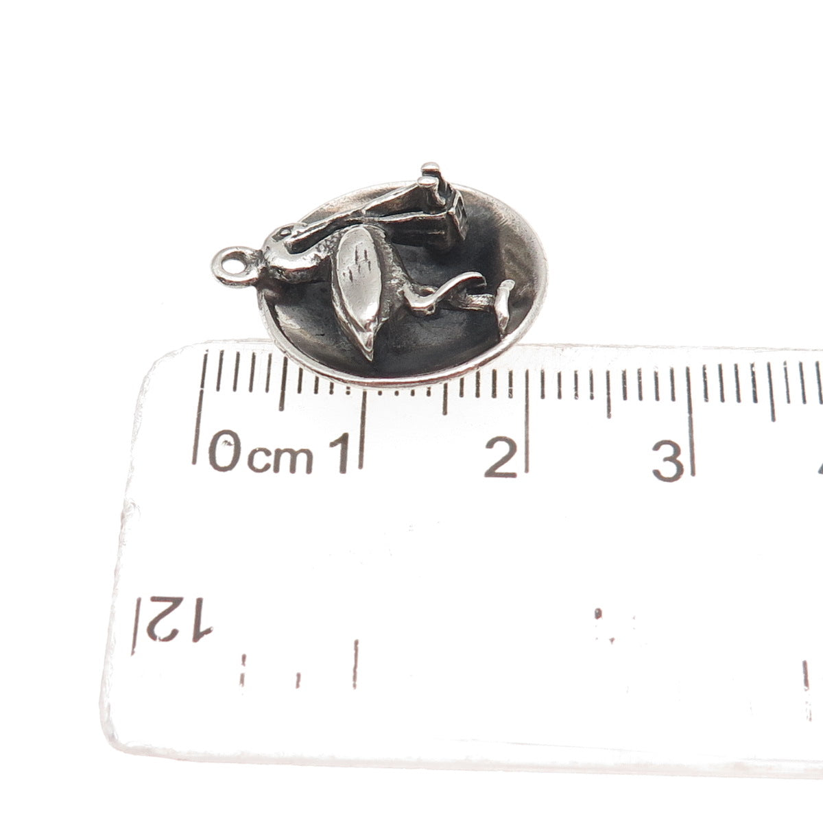 JewelArt Sterling Silver Vintage Stork Carrying Baby Oxidized Mini Charm Pendant