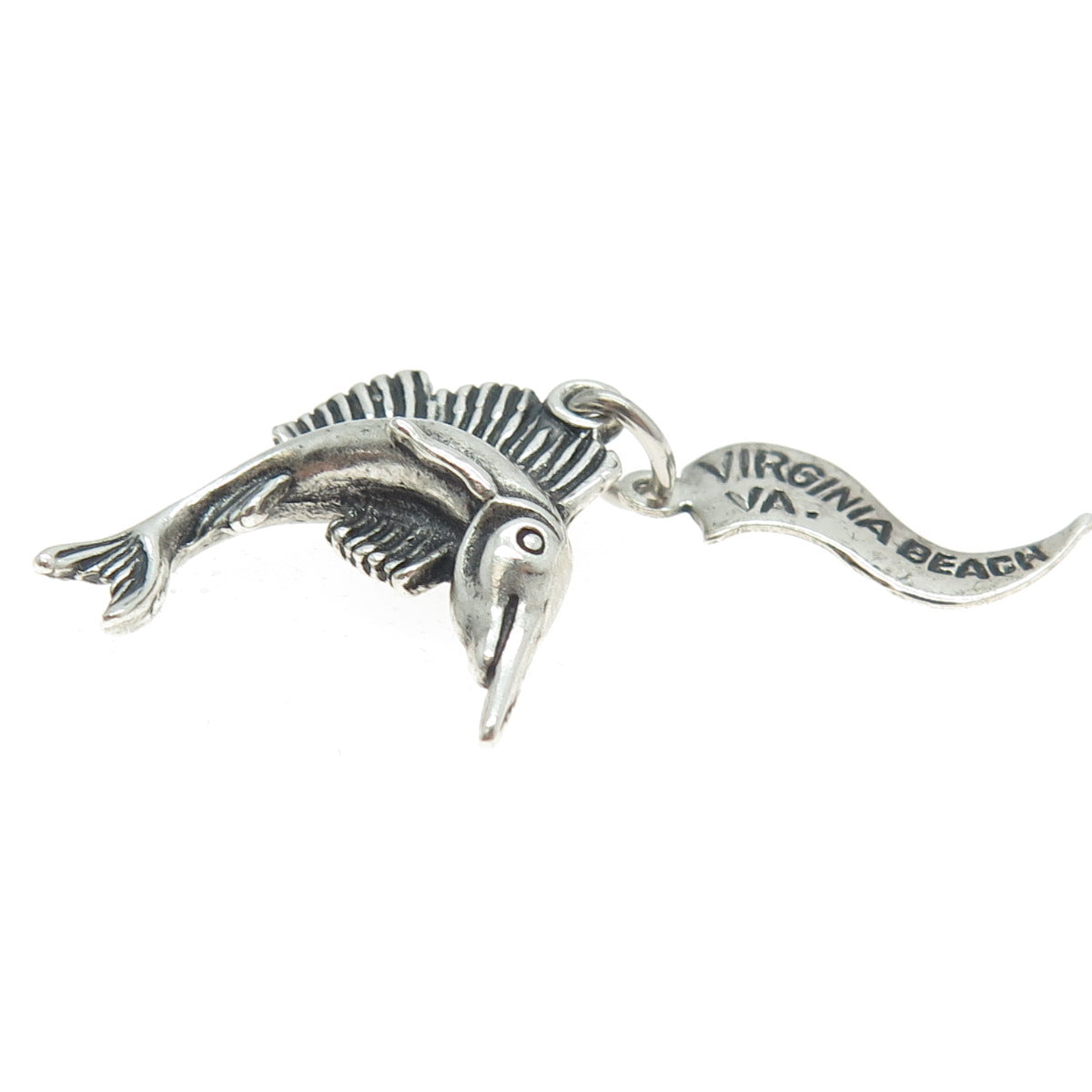 PACIFIC JEWELRY Sterling Silver Vintage Virginia Beach Swordfish Charm Pendant