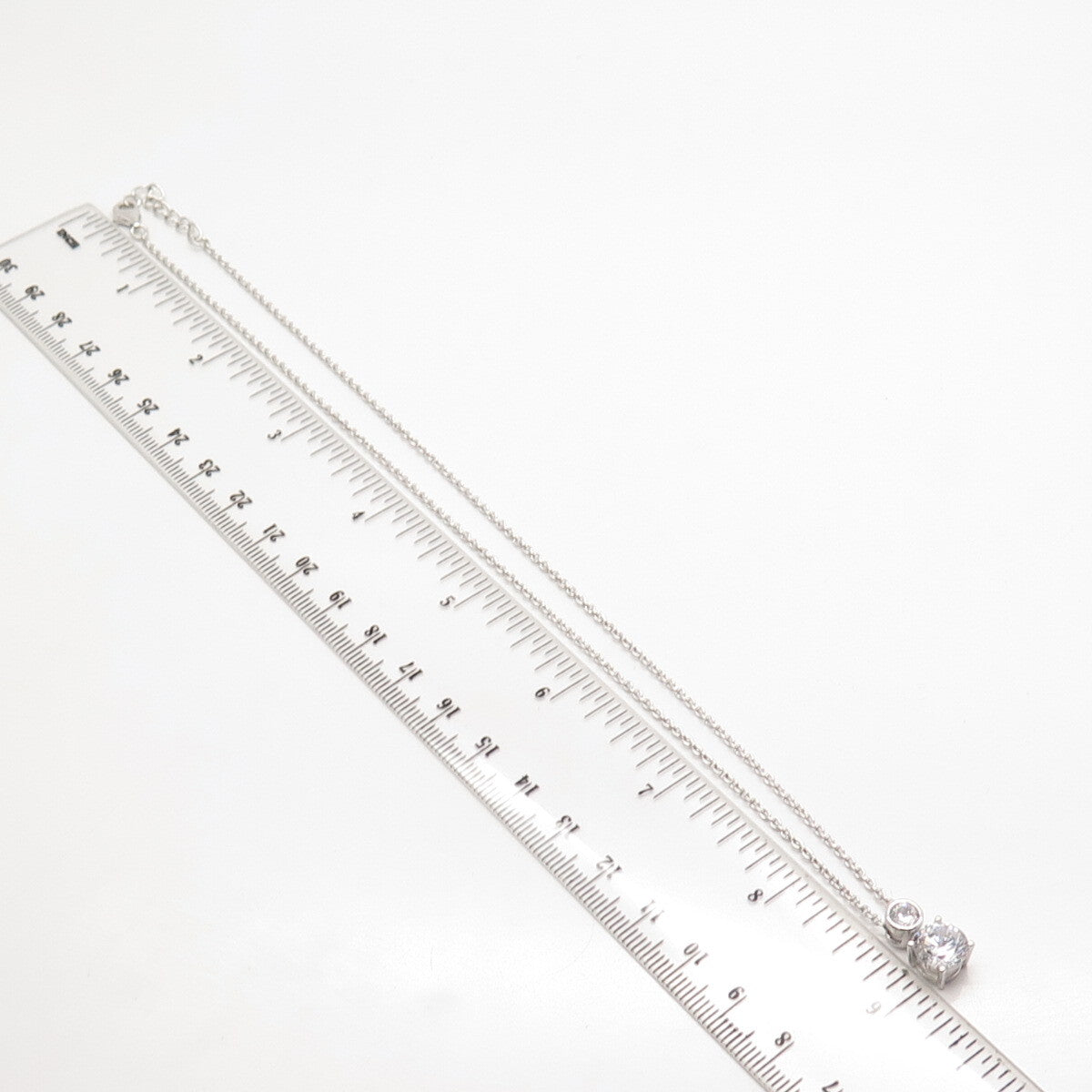 925 Sterling Silver Round-Cut C Z Rolo Chain Necklace 16"
