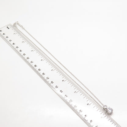 925 Sterling Silver Round-Cut C Z Rolo Chain Necklace 16"