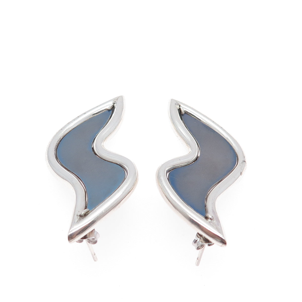 925 Sterling Silver Vintage Enamel Modernist Dangle Earrings