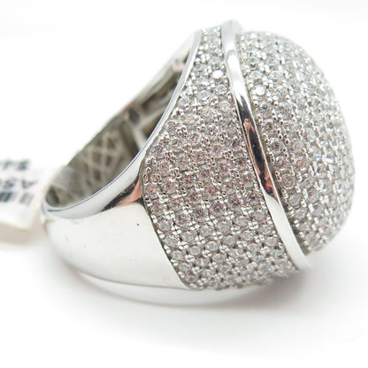 925 Sterling Silver Pave C Z Domed Ring Size 10