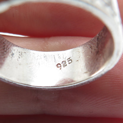 925 Sterling Silver Vintage Tribal Oxidized Band Ring Size 7