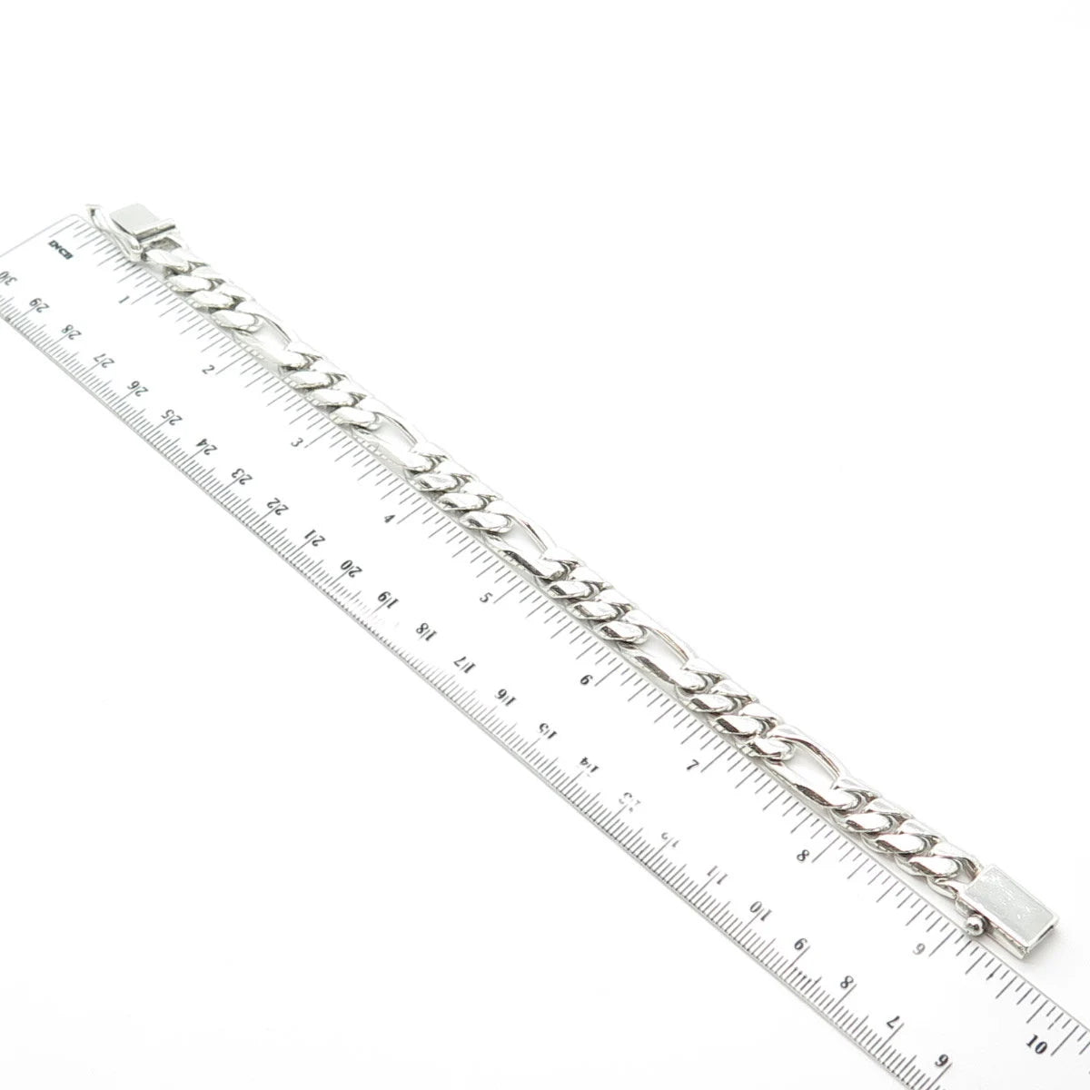 925 Sterling Silver Vintage Mexico Figaro Link Bracelet 8.5"