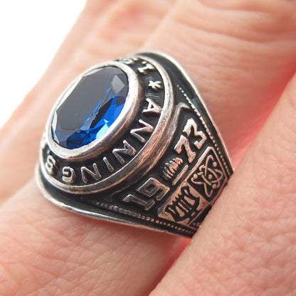 REED & CO. 925 Sterling Vintage 1977 Glass Anning S. Prall School Ring Size 7.5