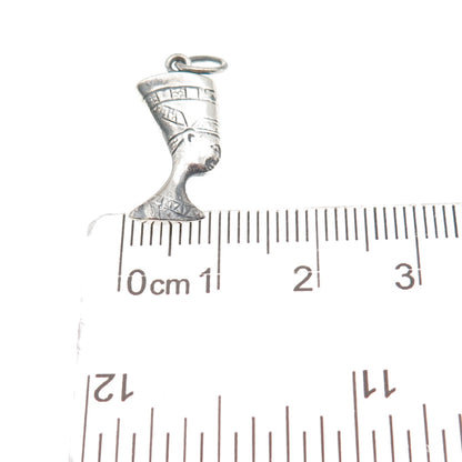 925 Sterling Silver Vintage Egyptian Nefertiti Oxidized Mini Charm Pendant