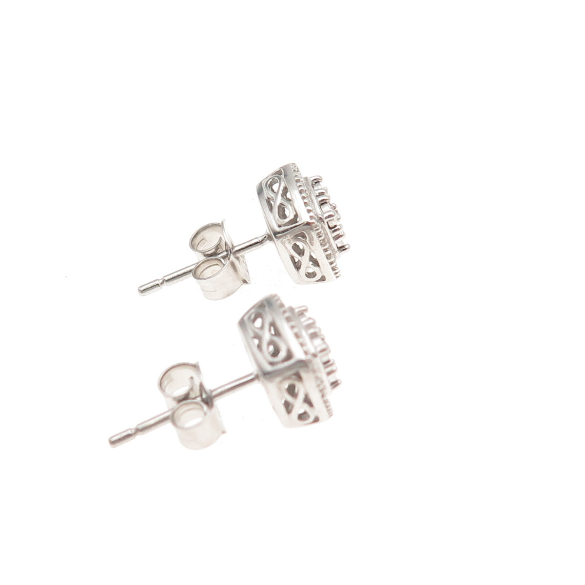 SK9 Allure Gems 925 Sterling Silver Real Round-Cut Diamond Stud Earrings