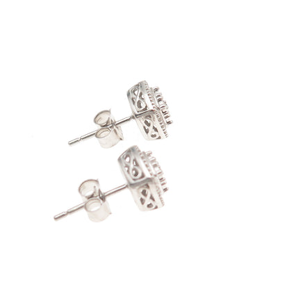 SK9 Allure Gems 925 Sterling Silver Real Round-Cut Diamond Stud Earrings