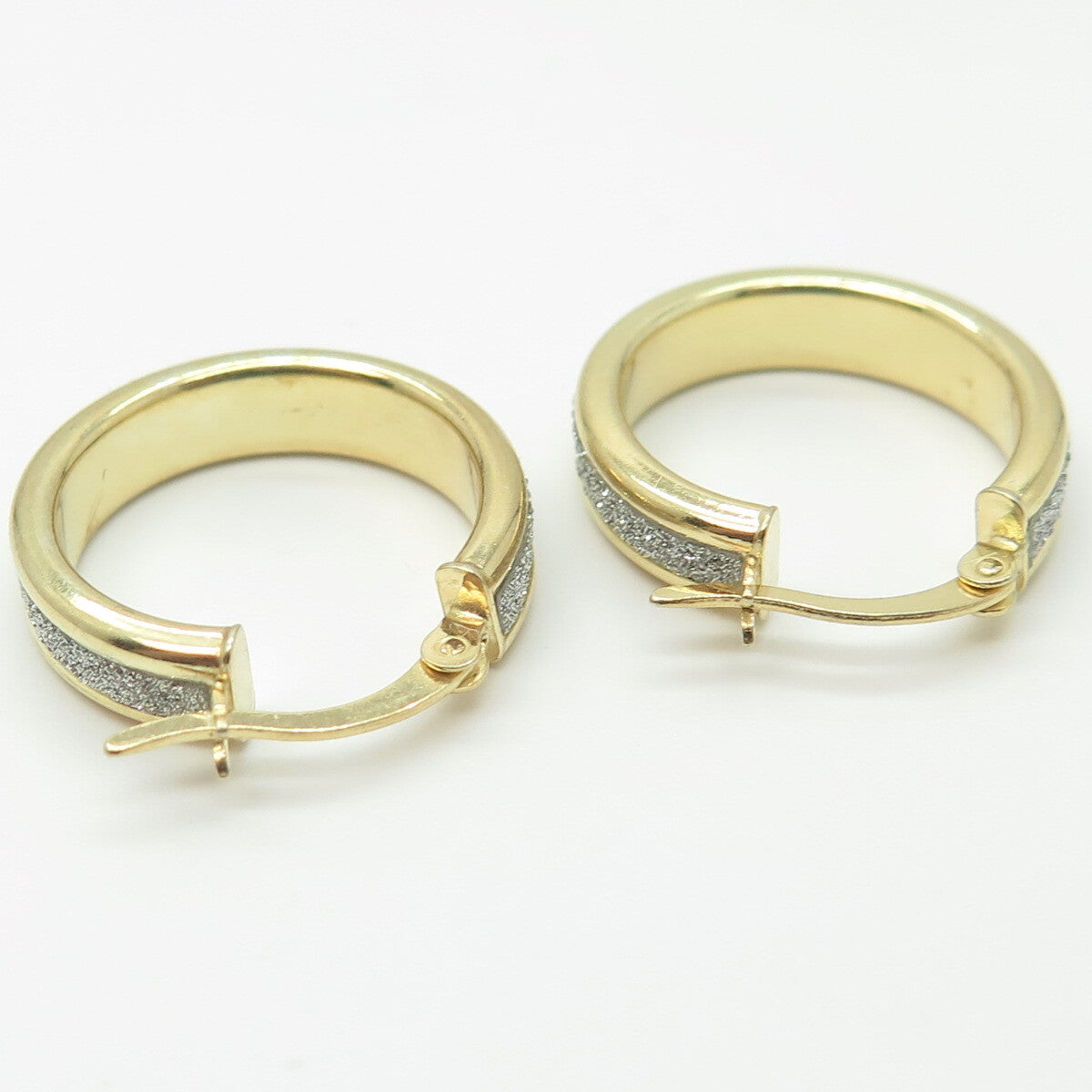 HAN 925 Sterling Silver Gold Plated Diamond-Imitation Hoop Earrings