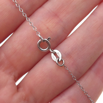 925 Sterling Silver Enamel Sunshower Cloud & Raindrop Cable Chain Necklace 18"