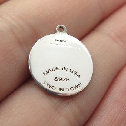925 Sterling Silver USA Two In Town Stork Charm Pendant