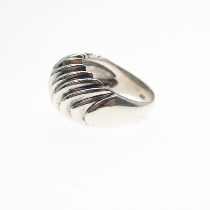 925 Sterling Silver Vintage Modernist Ribbed Dome Ring Size 5.5