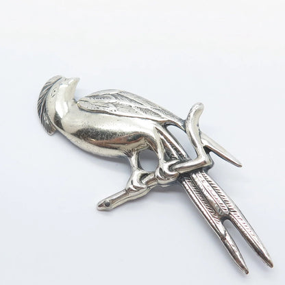 925 Sterling Silver Vintage Parrot Bird Pin Brooch