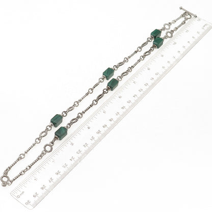 Judith Ripka 925 Sterling Silver Real Malachite & Black Onyx Chain Necklace 24"