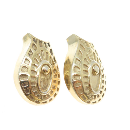 925 Sterling Silver Gold Plated Vintage Modernist Clip On Earrings