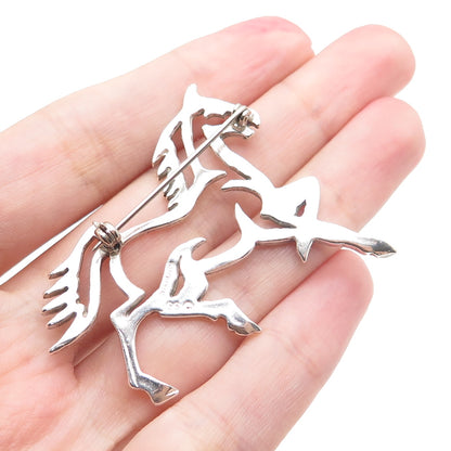 GLENN & IRENE SANDOVAL NAVAJO Old Pawn 925 Sterling Silver Vintage Horse Brooch