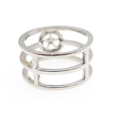 925 Sterling Silver Round-Cut C Z Wheel of Fortune Multi-Row Ring Size 7
