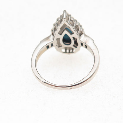 925 Sterling Silver Real Turquoise Pearl & London Blue Topaz Ring Size 8
