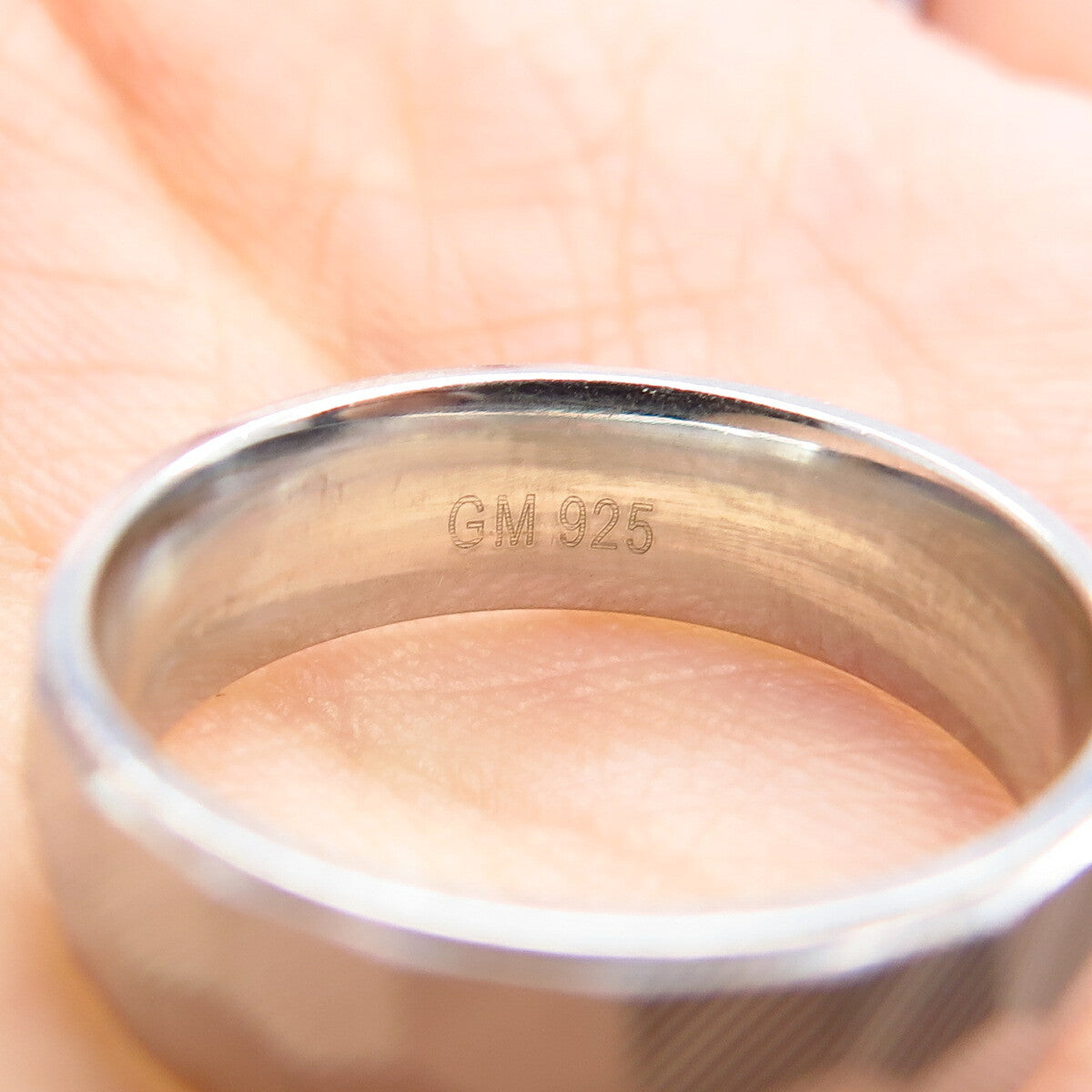 925 Sterling Silver Striped Band Ring Size 6.75