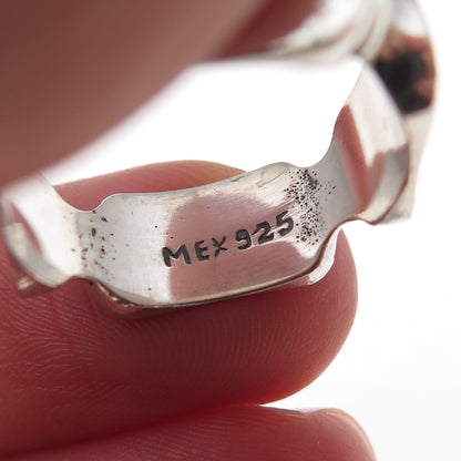 925 Sterling Silver Vintage Mexico Modernist Oxidized Ring Size 7.5