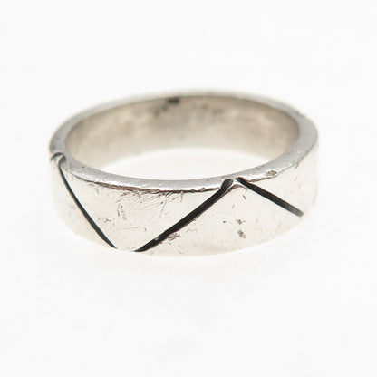 925 Sterling Silver Vintage Zig Zag Oxidized Band Ring Size 8