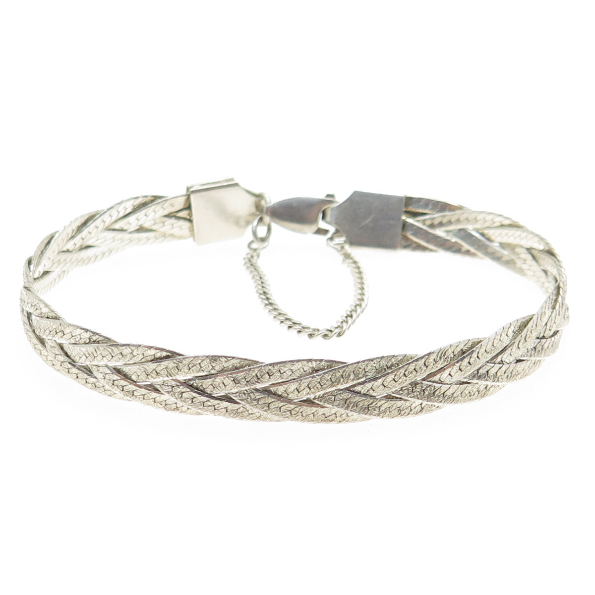 925 Sterling Silver Vintage Braided Link Bracelet 7.5"