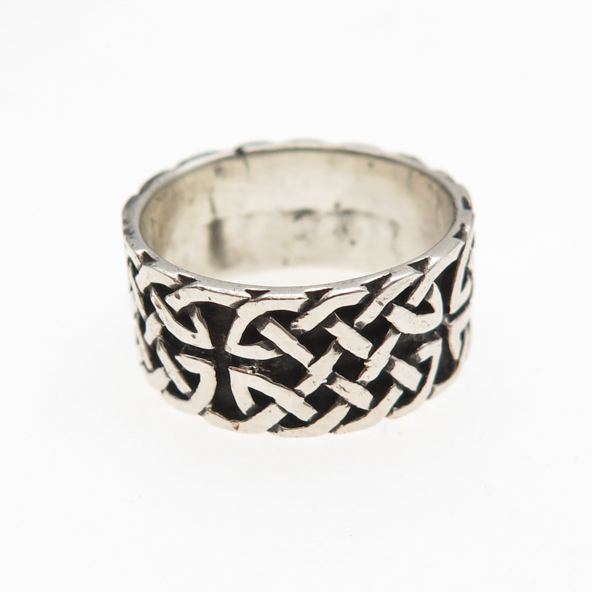 925 Sterling Silver Vintage Celtic Oxidized Band Ring Size 6.75